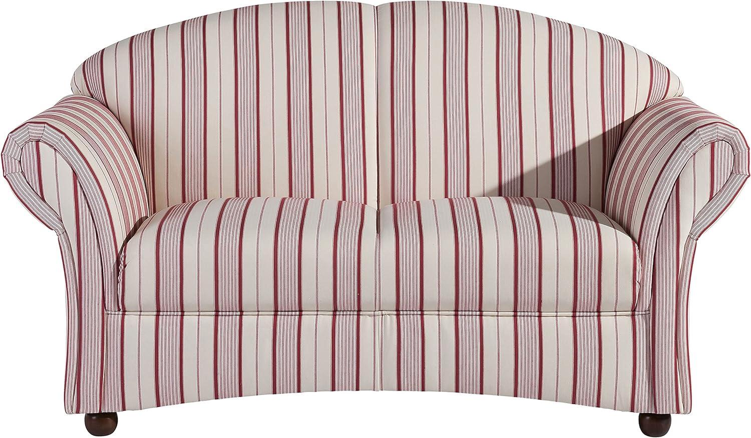 Corona Sofa 2-Sitzer Flachgewebe Rot Buche Nussbaumfarben Bild 1