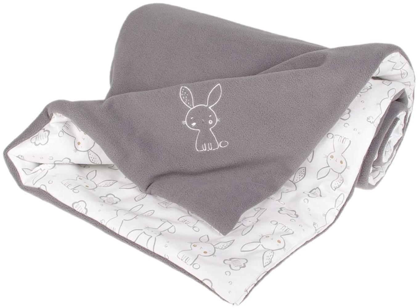 Kaarsgaren Kinderwagendecke für Winter, Größe 70 x 100 cm, Farbe: Grau/Hase, doppelseitig Kuscheldecke, Babydecke, Erstlingsdecke, Krippe Decke (Grau/Hase) Bild 1