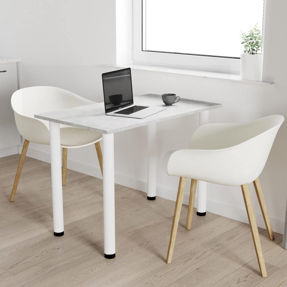 80x50 | Esszimmertisch - Esstisch - Tisch mit weißen Beinen - Küchentisch - Bürotisch | Beton Bild 1