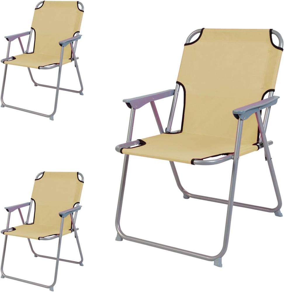 3 Stück Campingstuhl Stoff Oxfort Metall Beige Bild 1