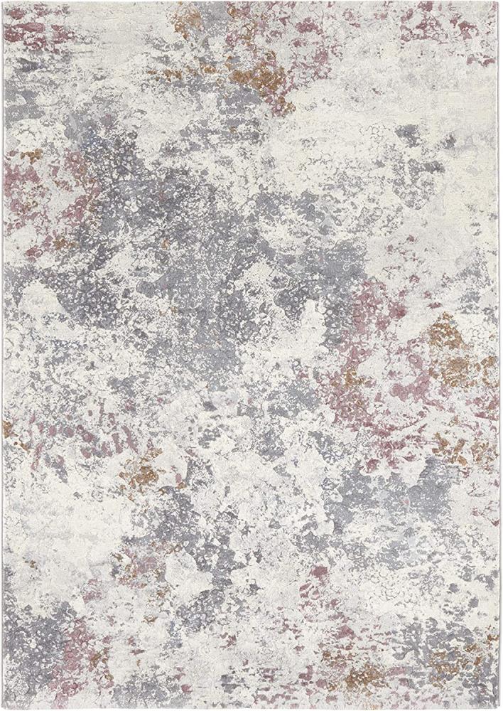 Kurzflor Teppich Fontaine Creme Grau Himbeerrot - 120x170x1,1cm Bild 1