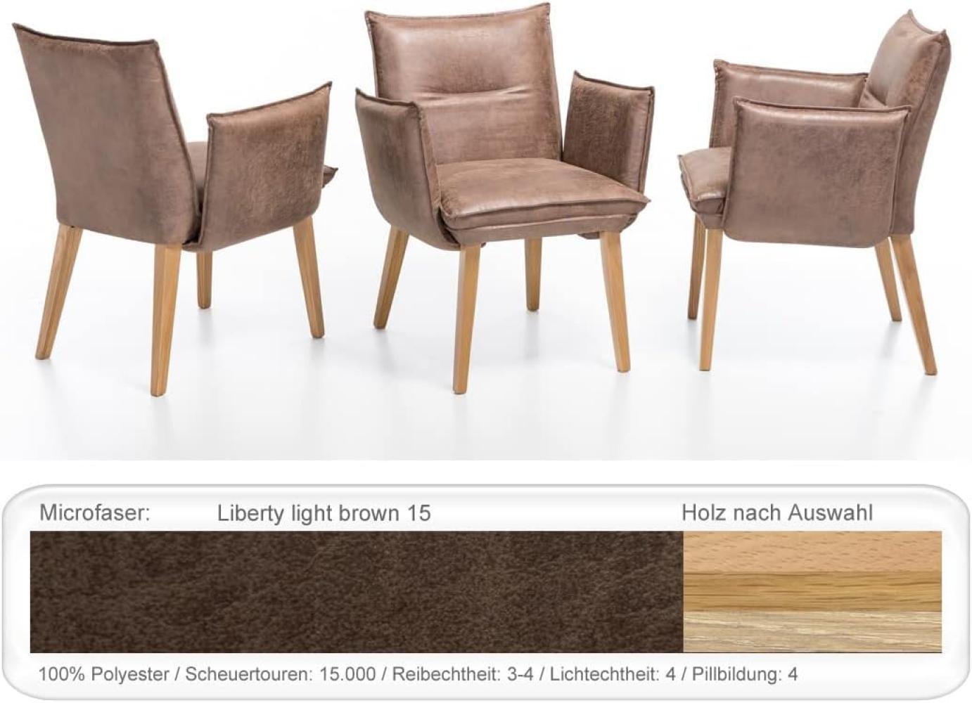 6x Sessel Gerit 2 Rücken mit Naht Polstersessel Esszimmer Massivholz Eiche natur lackiert, Liberty light brown Bild 1
