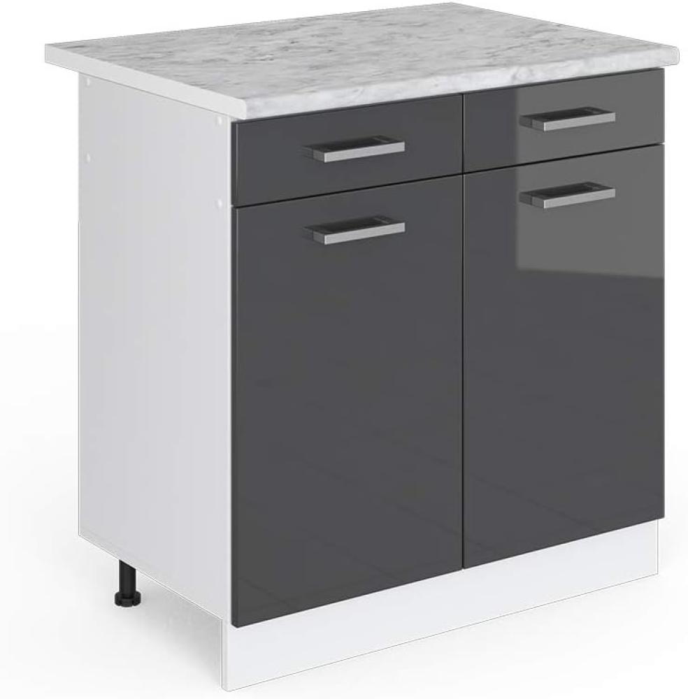 Vicco Küchenschrank R-Line Hängeschrank Unterschrank Küchenzeile Küchenunterschrank Arbeitsplatte, Möbel verfügbar in 6 Dekoren (anthrazit mit Arbeitsplatte, Schubunterschrank 80 cm) Bild 1