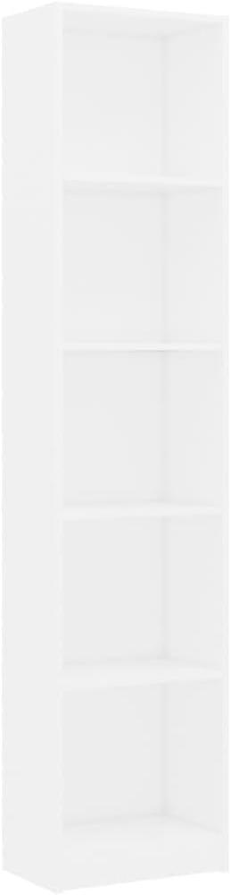 Bücherregal 5 Fächer Weiß 40x24x175 cm Holzwerkstoff Bild 1