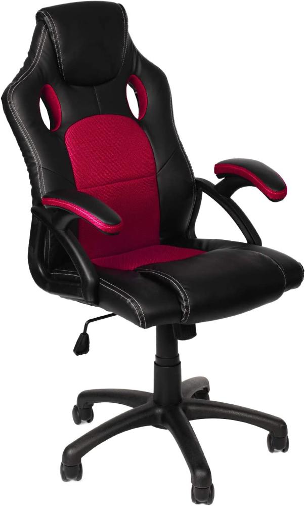 Gamer Stuhl Gaming Schreibtischstuhl Chefsessel Bürostuhl Ergonomisch, Weinrot, 9 Farbvarianten, gepolsterte Armlehnen, Wippmechanik, belastbar bis 150 kg, Lift TÜV geprüft, Panorama24 Bild 1