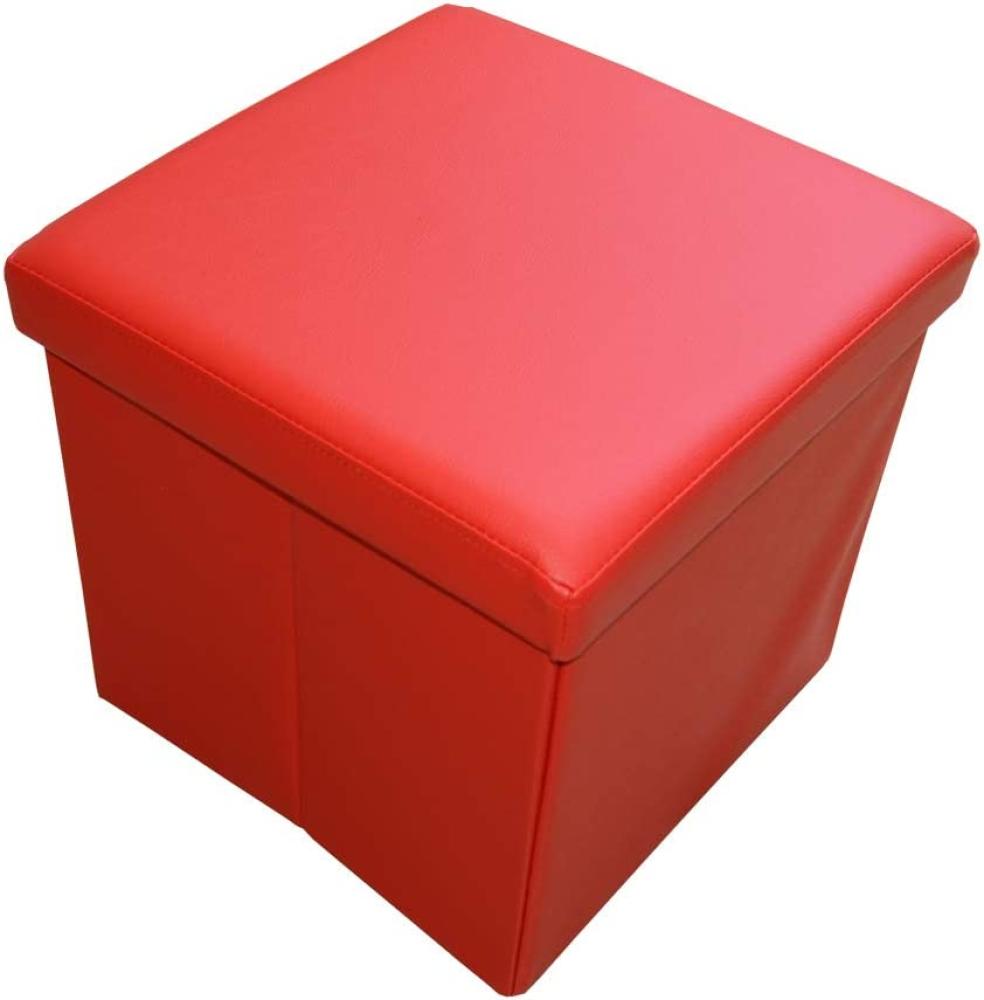Style home Sitzhocker Sitzbank mit Stauraum, Faltbare Aufbewahrungsbox Sitztruhe Sitzwürfel Fußablage, belastbar bis 300 kg, Kunstleder, 38 * 38 * 38 cm (Rot) Bild 1