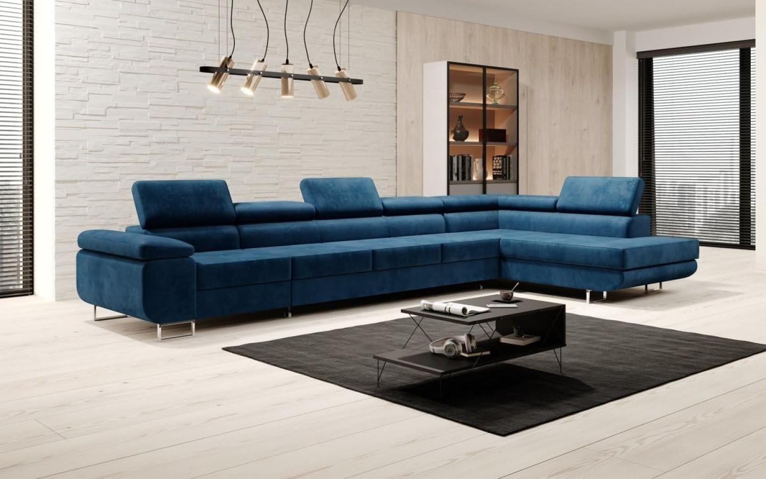 Designer Sofa Maxi mit Schlaf und Klappfunktion Blau Rechts Bild 1