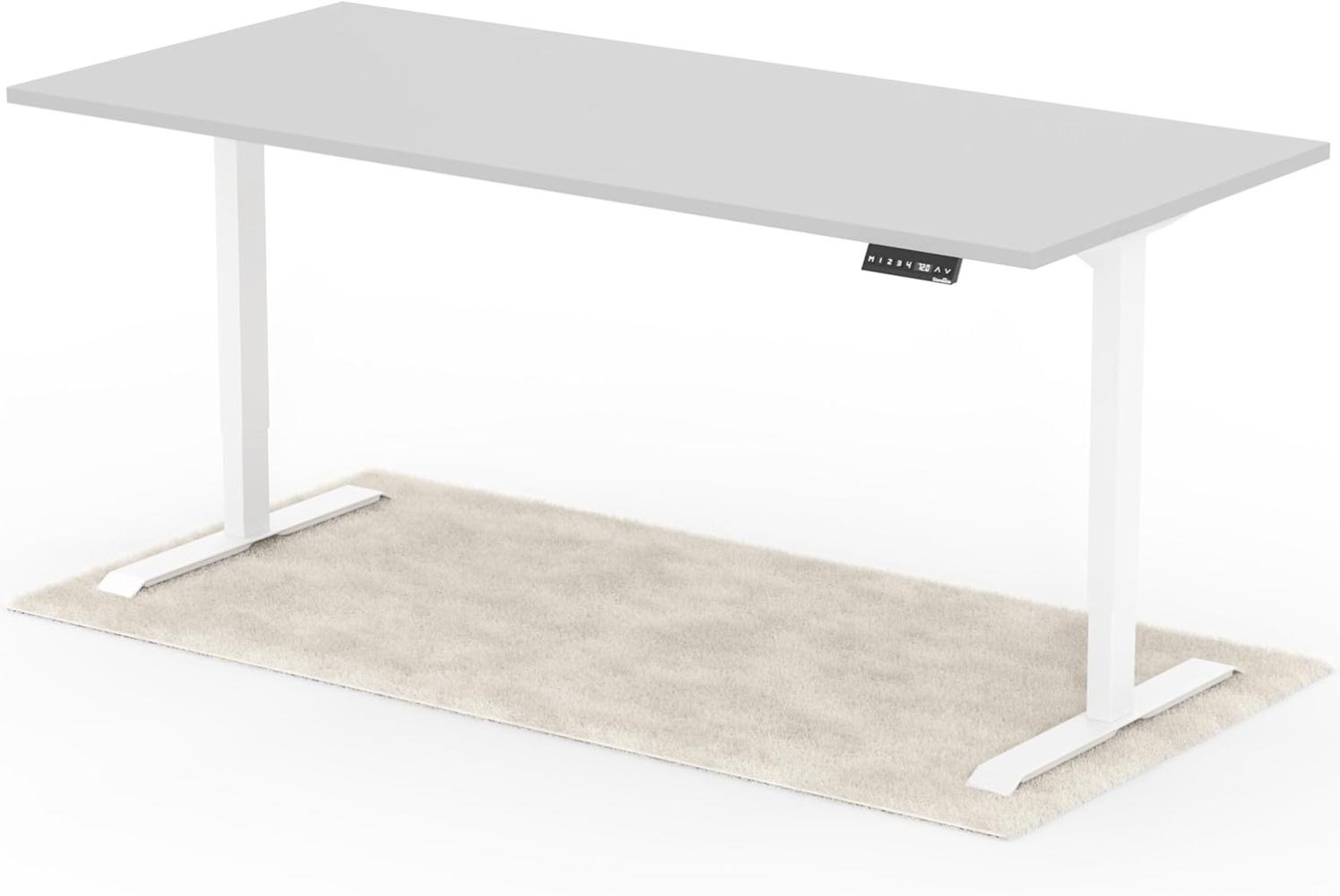 elektrisch höhenverstellbarer Schreibtisch DESK 200 x 90 cm - Gestell Weiss, Platte Grau Bild 1