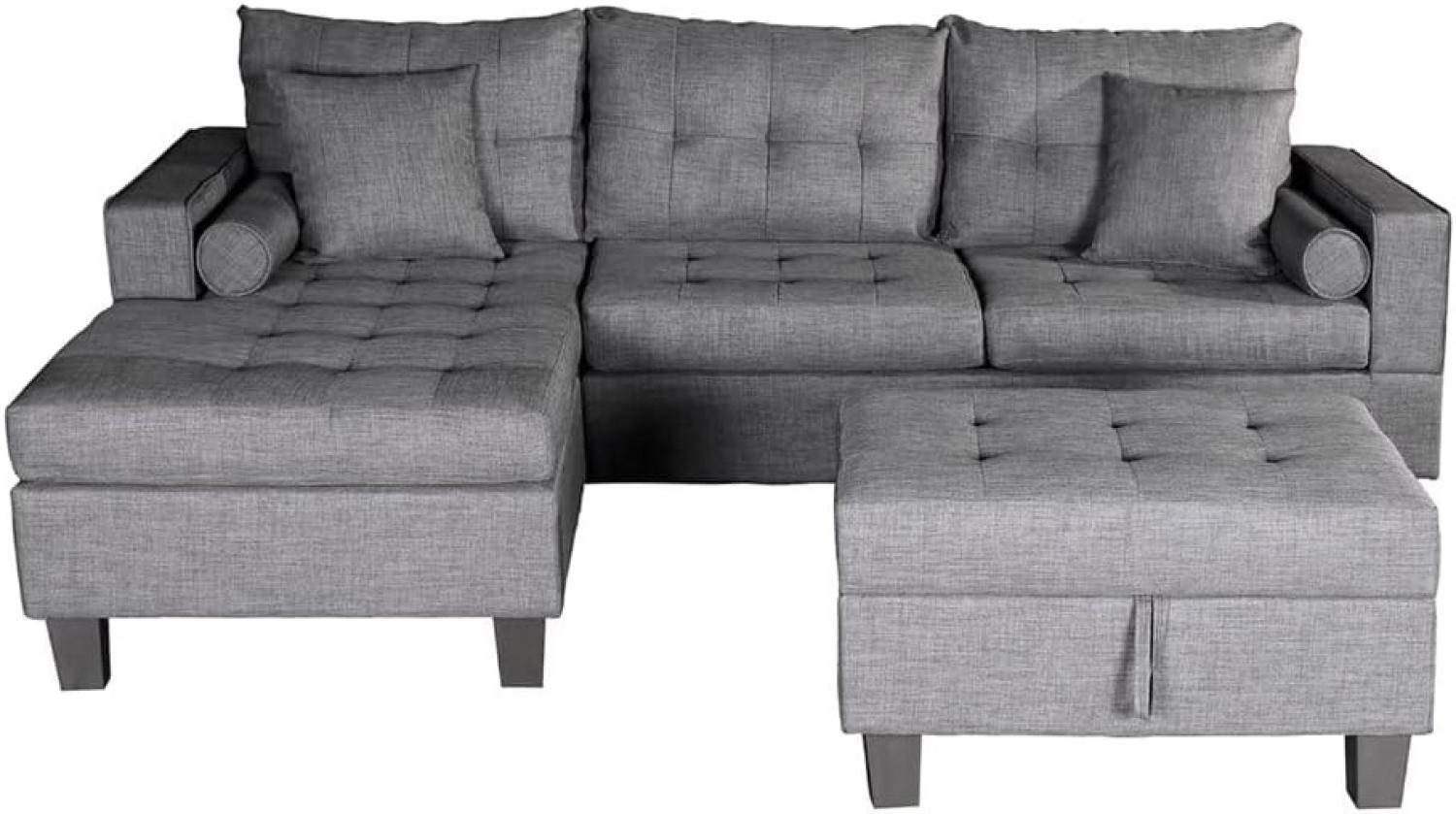 HOME DELUXE Ecksofa Sofa ROM, 242,6 x 154,3 x 90,8 cm 3 Teile, Eckteil links oder rechts frei wählbar, Wohnzimmersofa, Eckcouch Bild 1