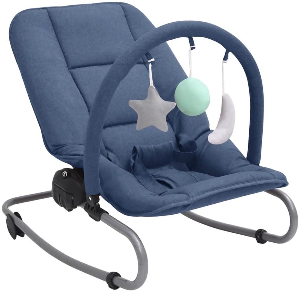 vidaXL Babywippe 3-Punkt-Sicherheitsgurt Schaukelbar Arretierbar Baby Schaukel Wippe Wiege Liege Spielbogen Babyschaukel Schaukelwippe Babywiege Marineblau Stahl Bild 1