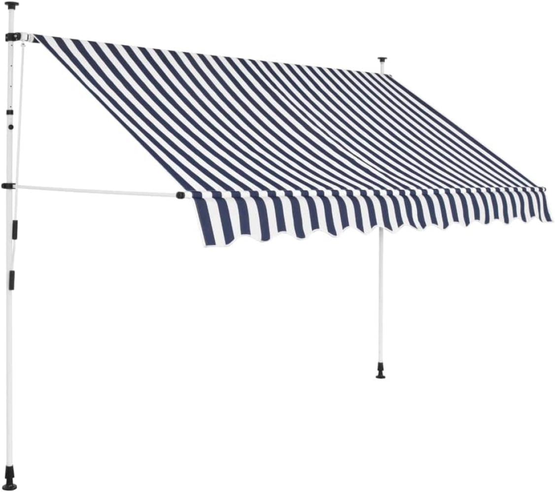 Einziehbare Markise Handbetrieben 300 cm Blau/Weiß Gestreift Bild 1