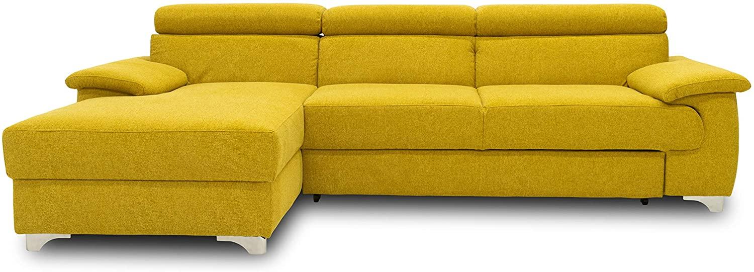 DOMO. collection Niria Ecksofa | Eckcouch mit Schlaffunktion und Rückenfunktion | Sofa L Form Couch, Schlafsofa, gelb, 271x167x78 cm Bild 1
