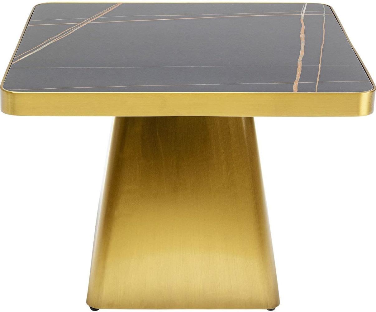 Kare Design Beistelltisch Miler, Gold/Schwarz, 60x60cm (H/B), Wohnzimmertisch, Couchtisch, Beistellltisch mit Stahlsockel, Mineralmarmor Tischplatte Bild 1