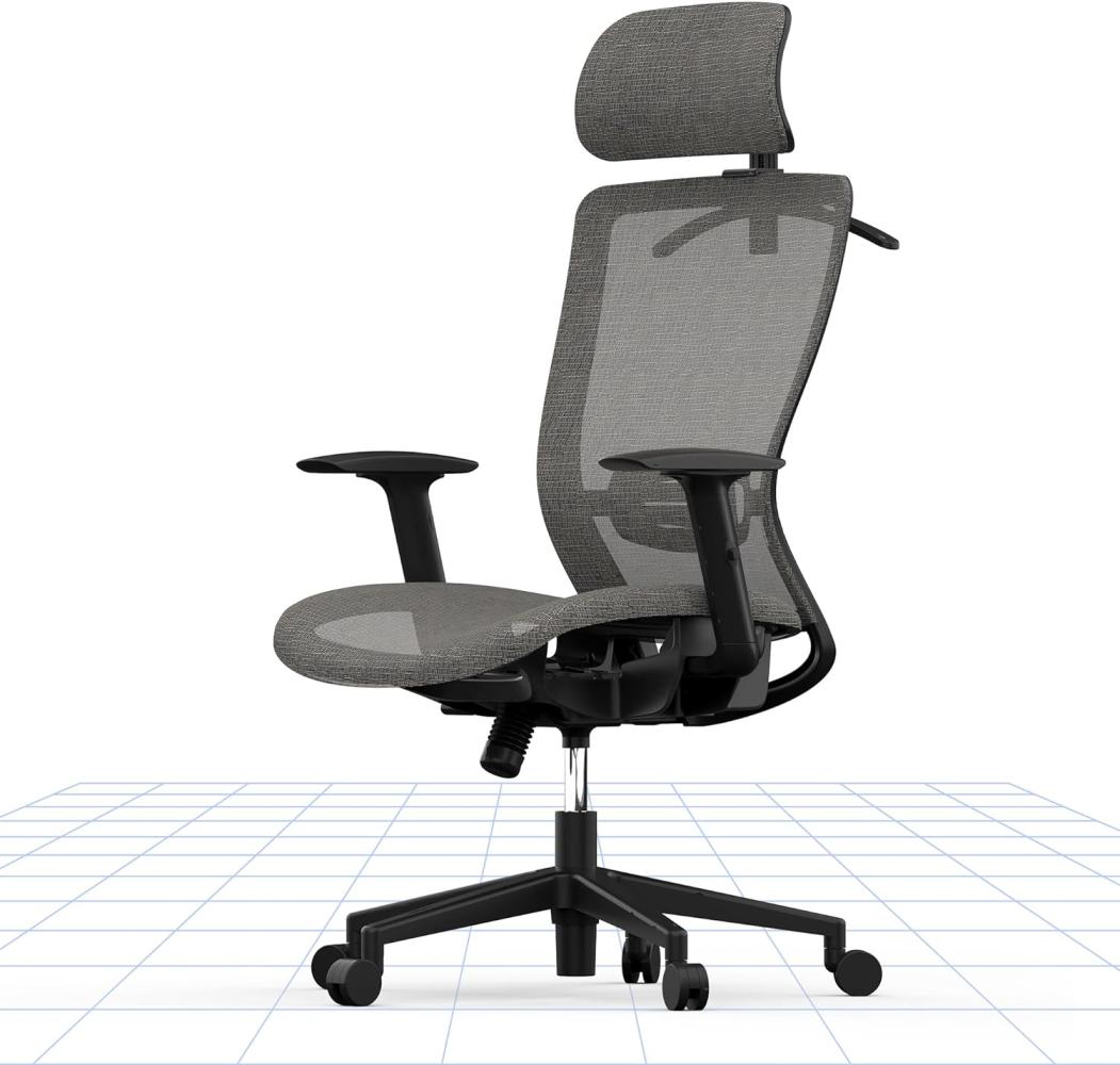FLEXISPOT OC3B Bürostuhl ergonomisch Schreibtischstuhl modern Computerstuhl mit Lordosenstütze, Verstellbarer Kopfstütze, Chefsessel Chefsessel Stuhl, Grau Bild 1