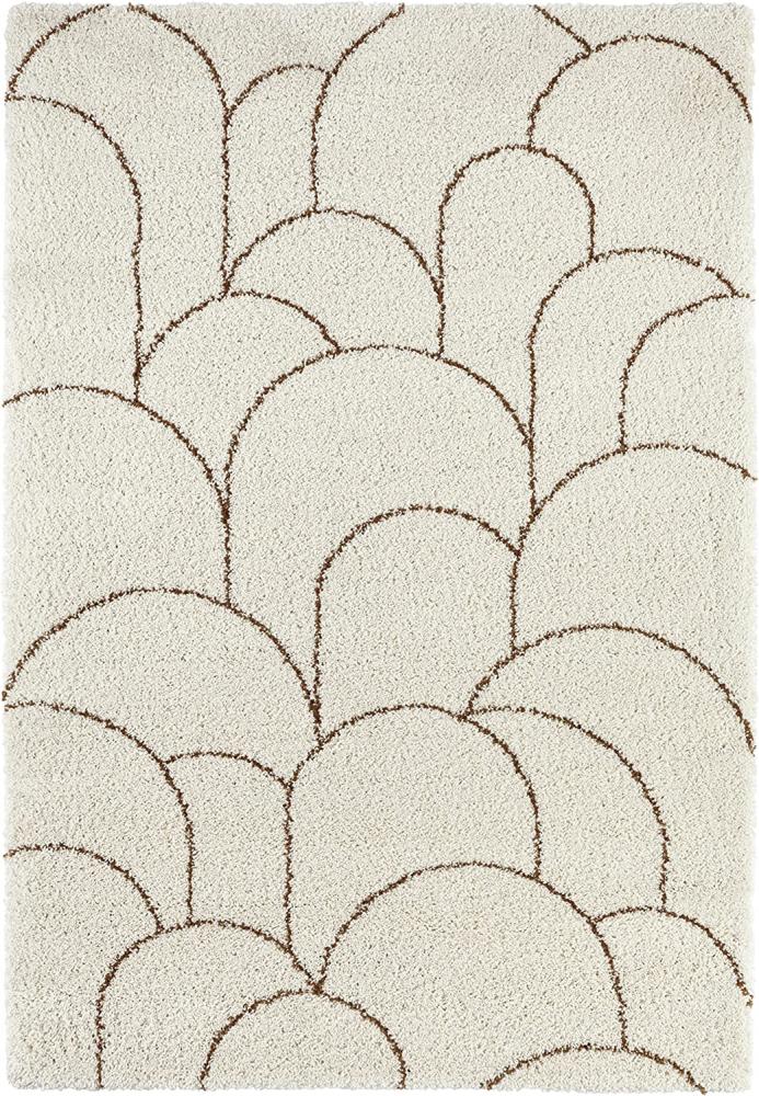 Hochflor Teppich Thane Creme Braun - 80x150x3,5cm Bild 1
