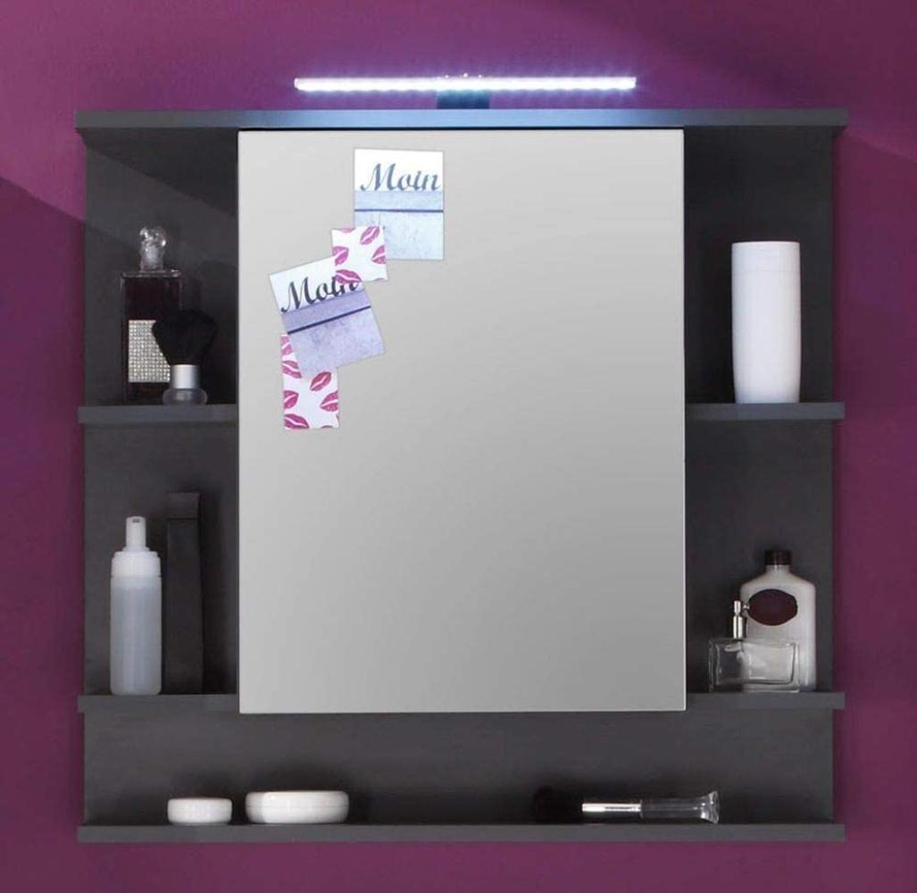 trendteam Spiegelschrank Badezimmerspiegel mit LED Beleuchtung Graphit 72 x 76cm Bild 1
