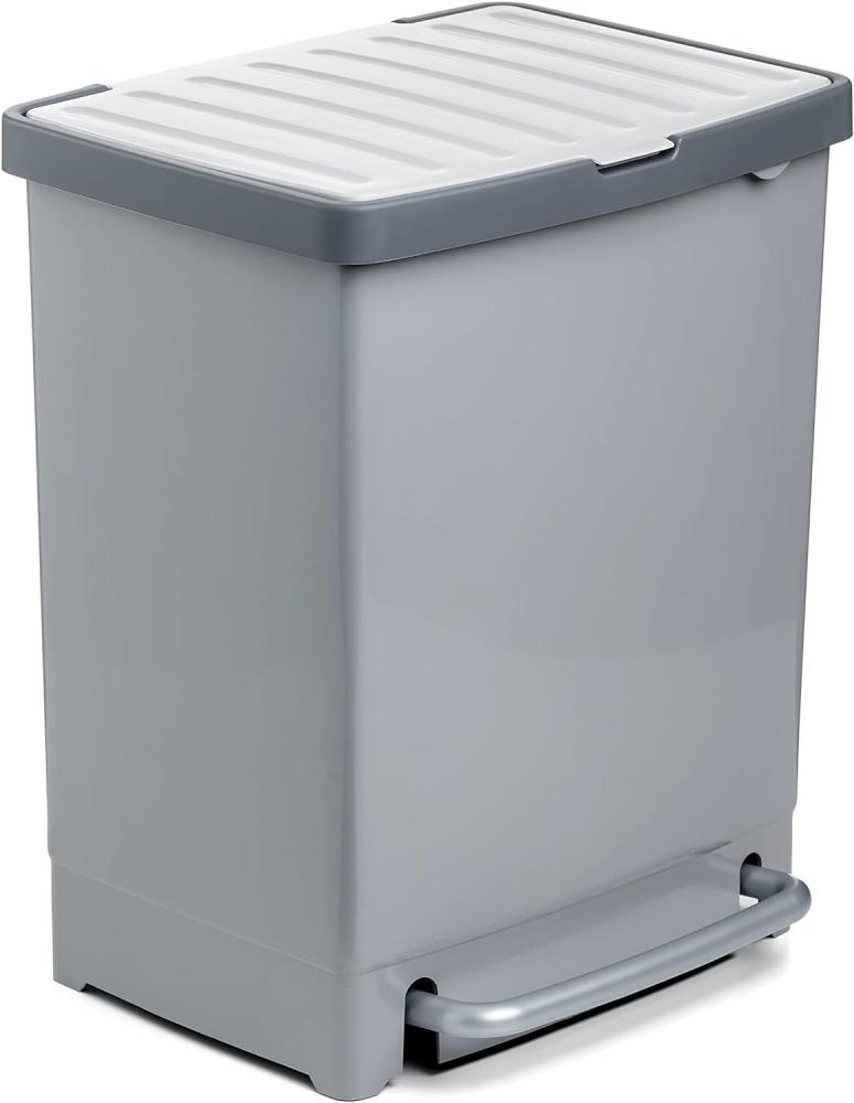 Tatay Recycling-Treteimer, 25 l Fassungsvermögen (mit Trennwand 17 l + 8 l), herausnehmbar, BPA- Polypropylen, Grau Bild 1