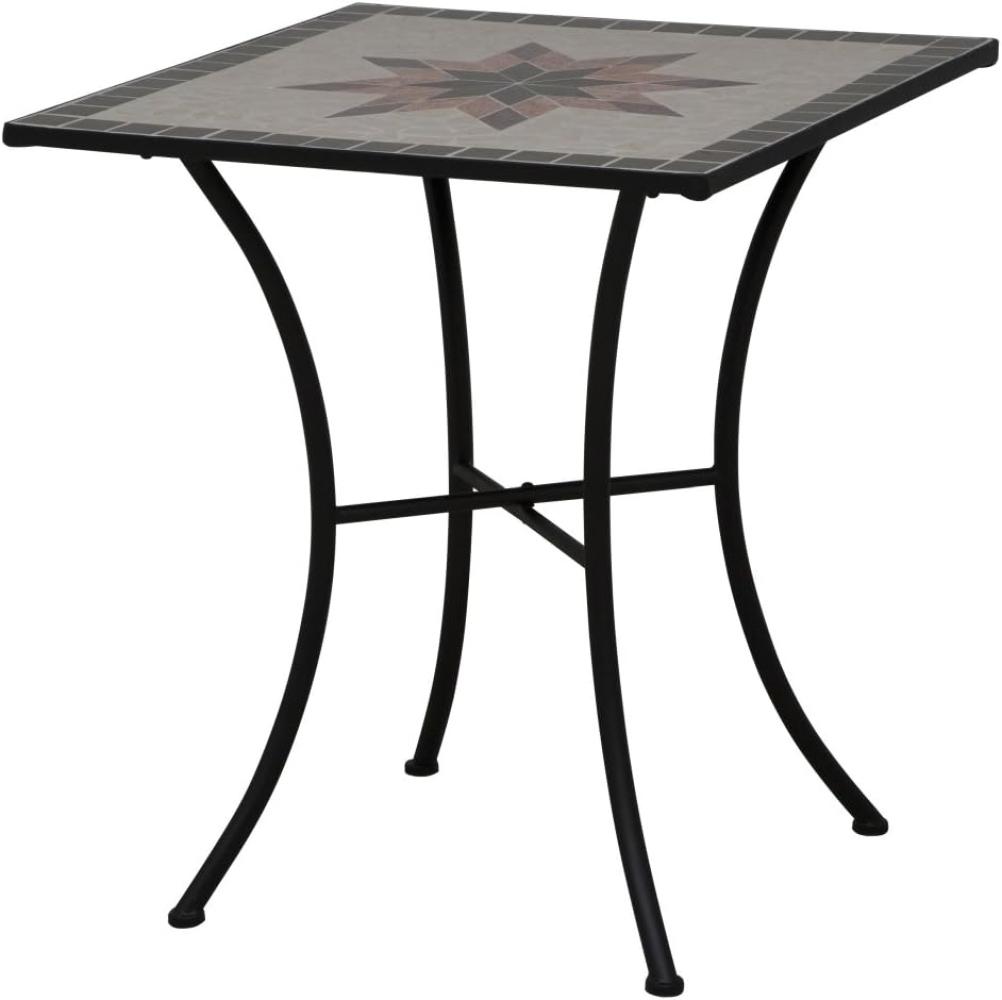 SIENA GARDEN Stella Tisch 64x64x71 cm Gestell Stahl matt-schwarz, Tischplatte Keramik mehrfarbig mosaikoptik Bild 1