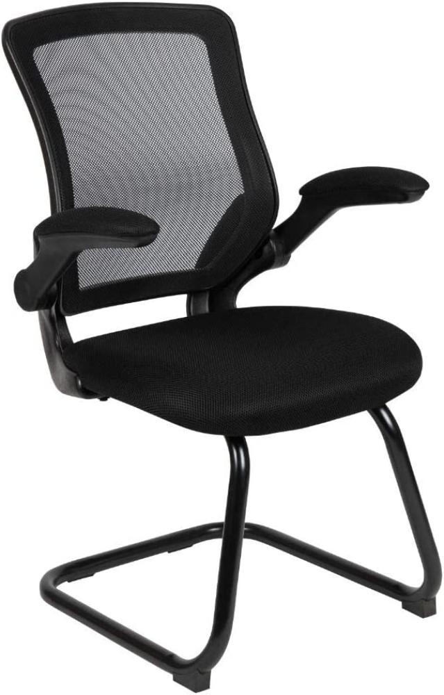 Flash Furniture Black Mesh Sled Base Side Reception Chair with Flip-Up Arms Bild 1