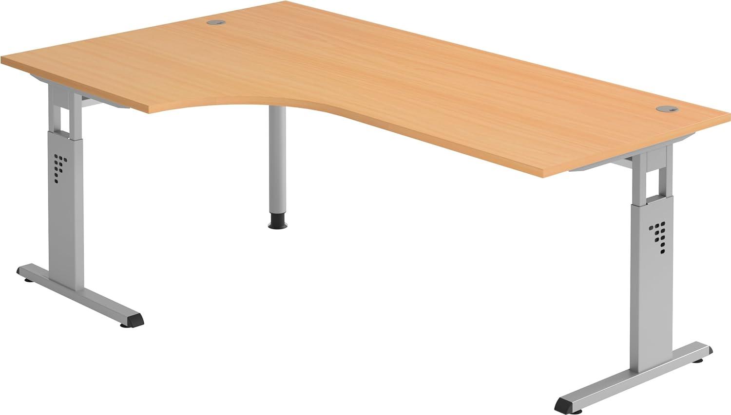 bümö® Stabiler Schreibtisch höhenverstellbar 200 x 120 cm | Eckschreibtisch in Buche | Büroschreibtisch mit Höheneinstellung | Tisch für Büro | Bürotisch in 9 Größen & 7 Dekoren Bild 1