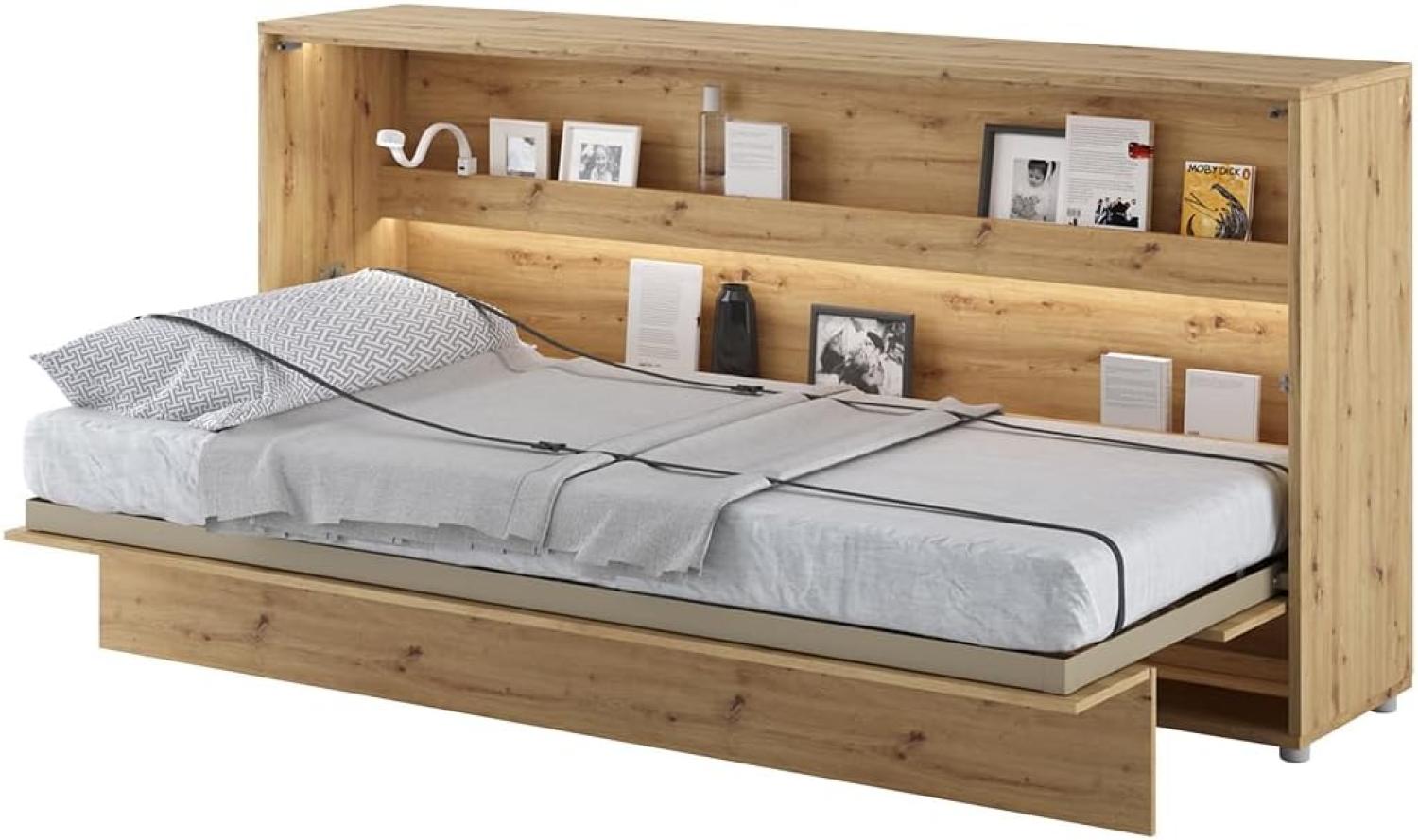 MEBLINI Schrankbett Bed Concept - Wandbett mit Lattenrost - Klappbett mit Schrank - Wandklappbett - Murphy Bed - Bettschrank - BC-06 - 90x200cm Horizontal - Artisan Eiche Bild 1