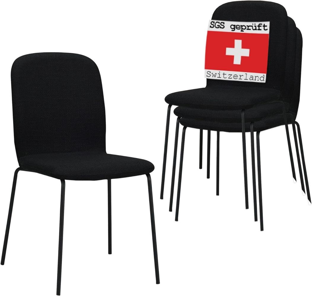 Albatros Stapelstuhl ENNA 4er Set, Schwarz- stapelbarer Konferenzstuhl - Besucherstuhl, Bequeme Stühle für Wartezimmer Bild 1