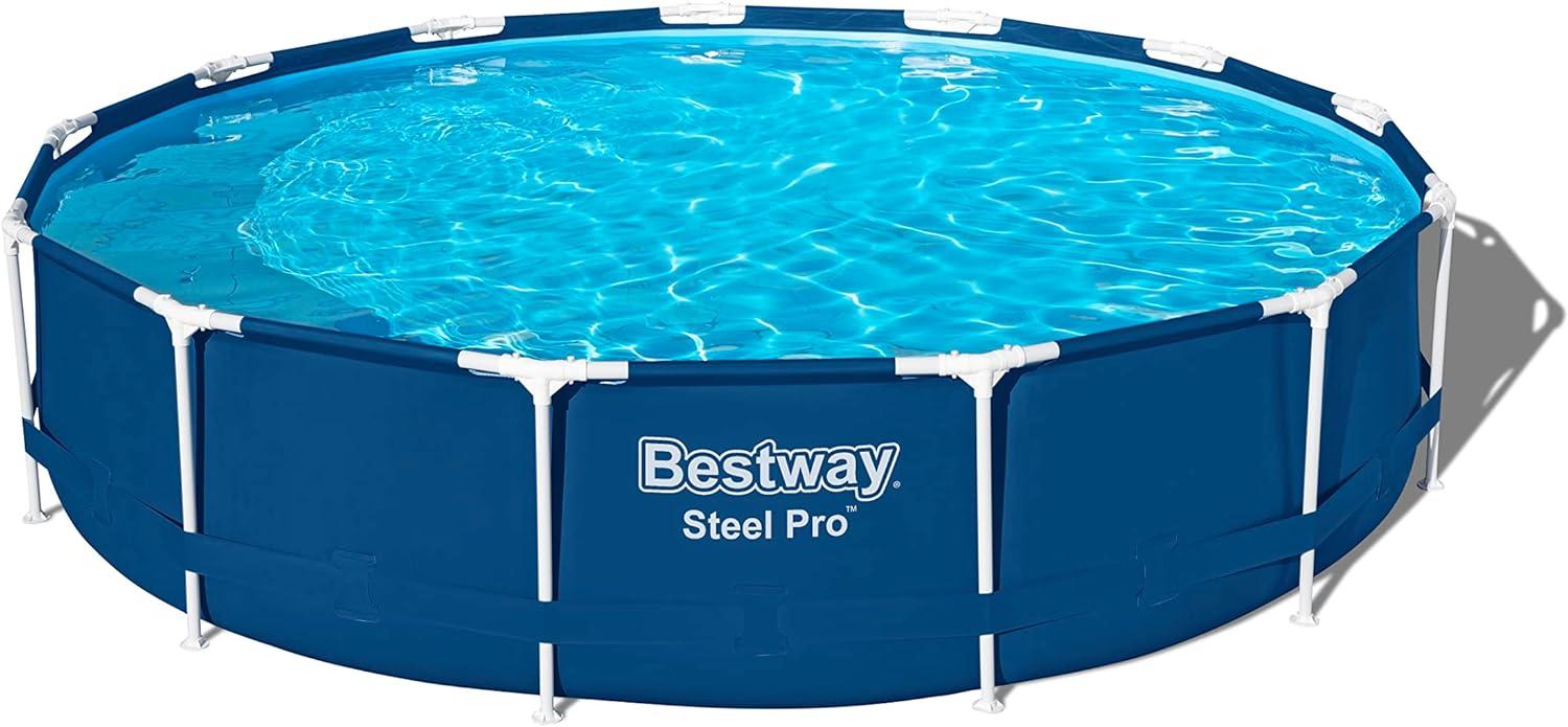 Steel Pro™ Frame Pool Set mit Filterpumpe Ø 396 x 84 cm, dunkelblau, rund Bild 1