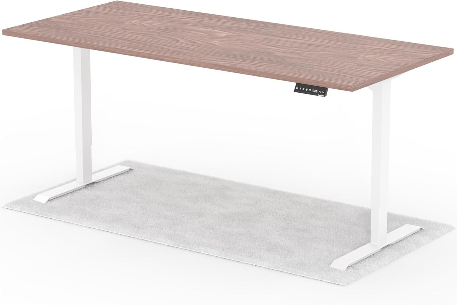 elektrisch höhenverstellbarer Schreibtisch DESK 200 x 90 cm - Gestell Weiss, Platte Walnuss Bild 1