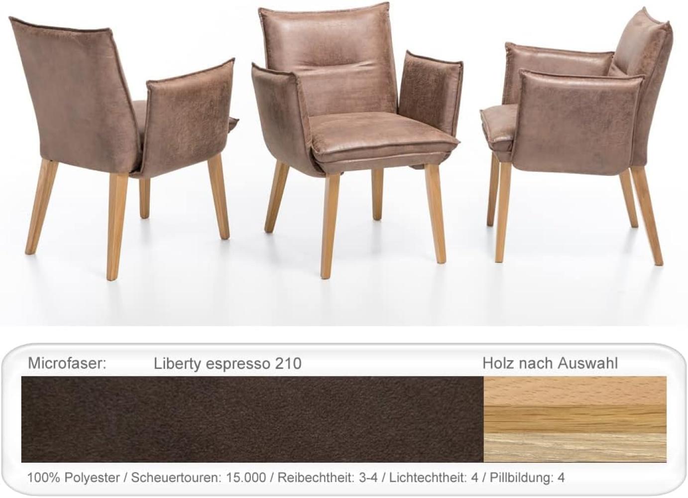 4x Sessel Gerit 2 Rücken mit Naht Polstersessel Esszimmer Massivholz Buche natur lackiert, Liberty espresso Bild 1