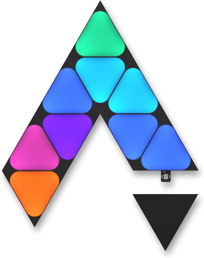 Nanoleaf Shapes Ultra Black Mini Triangle Erweiterungspack, 10 zusätzliche Mini Dreieckigen LED Panels - Smarte Modulare RGBW WLAN 16 Mio. Farben Wandleuchte Innen, Musik Sync, Funktioniert mit Alexa Bild 1