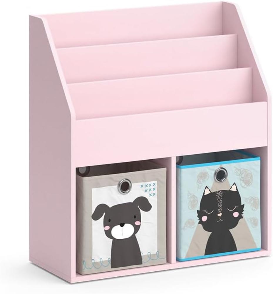 Vicco Kinderbücherregal Luigi 72 x 79 cm, Rosa, Kinderzimmerregal, mit Faltboxen Bild 1