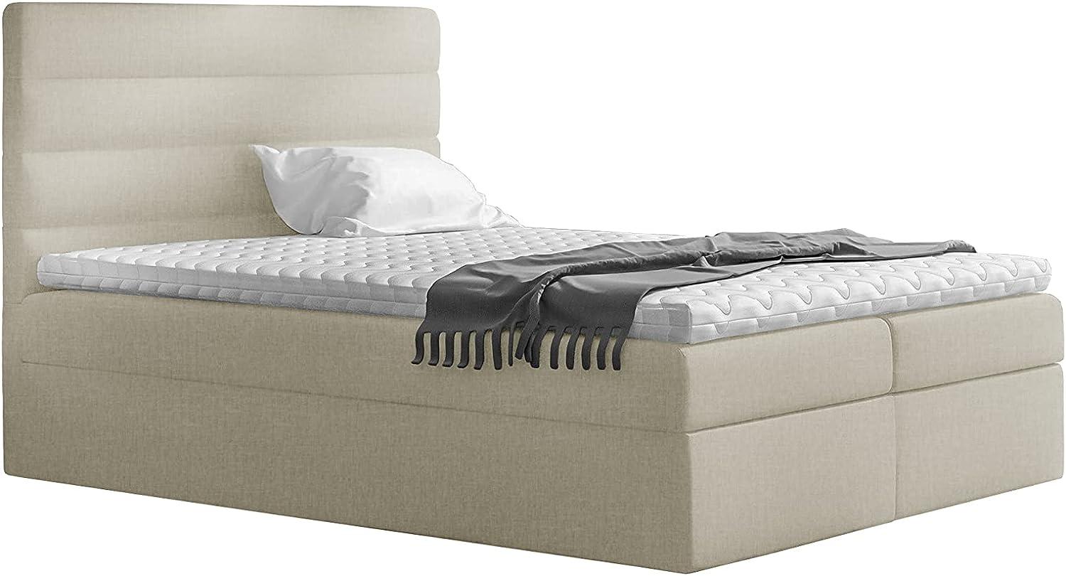 Stylefy 'Adelasia' Boxspringbett Strukturstoff Inari Beige 180 x 200 cm Bild 1