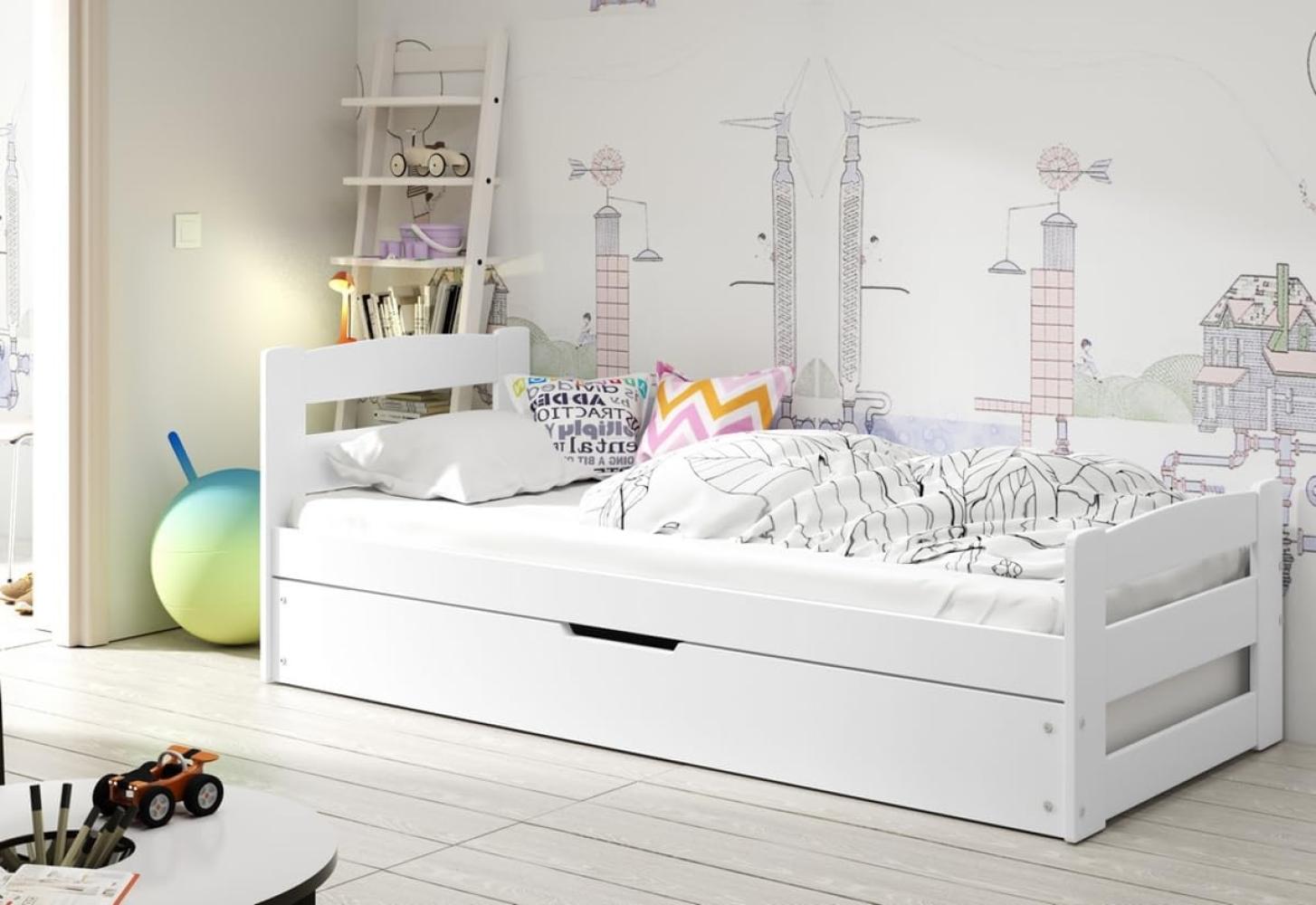 Kinderbett ARDENT, weiß, 90x200cm + Matratze + Lattenrost - KOSTENLOS Bild 1