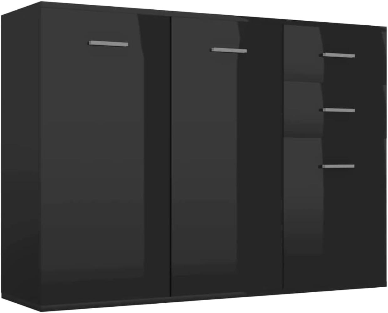vidaXL Sideboard mit 3 Türen 2 Schubladen Highboard Kommode Standschrank Mehrzweckschrank Anrichte Schrank Hochglanz-Schwarz 105x30x75cm Spanplatte Bild 1