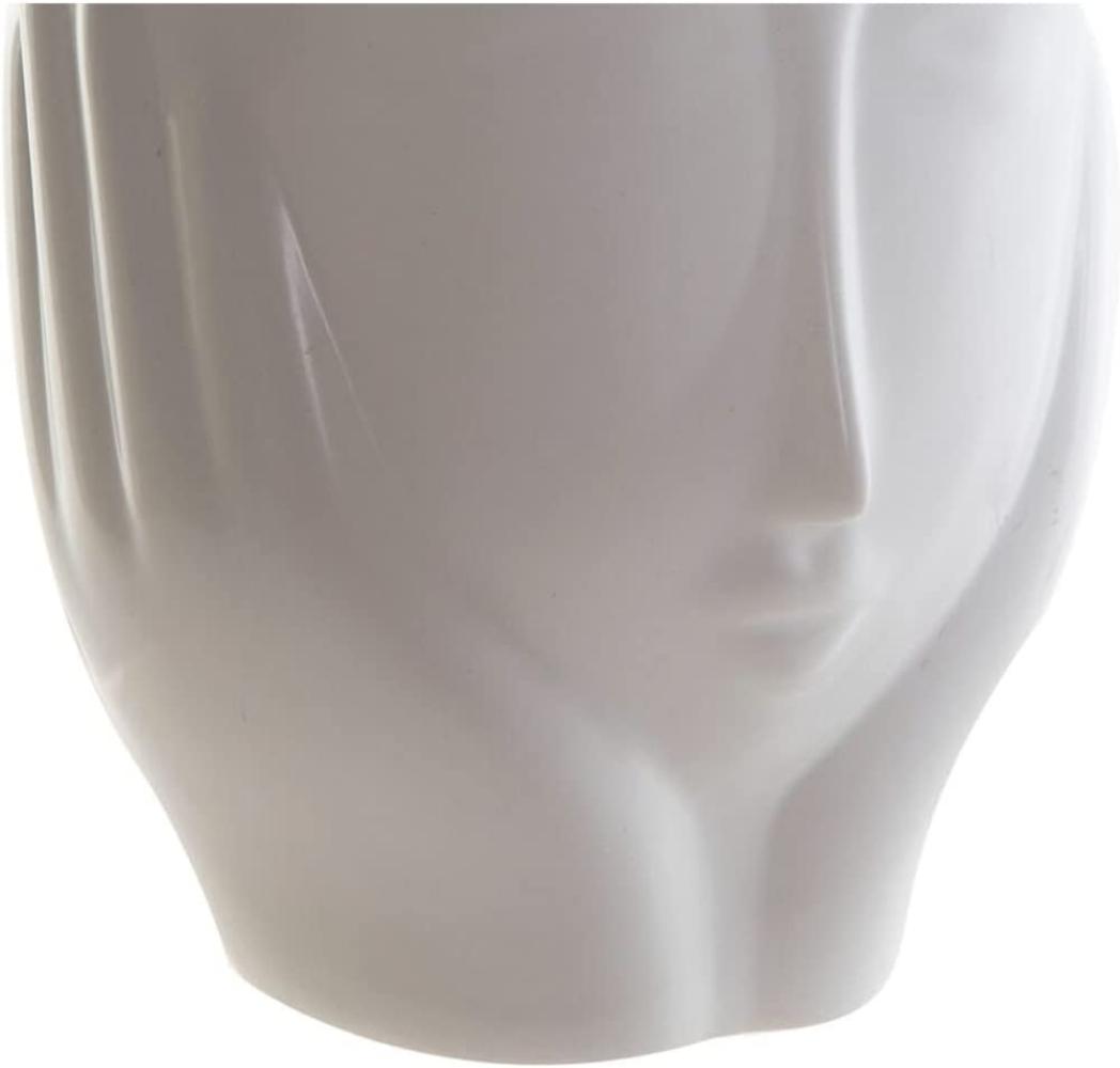 DKD Home Decor Blumentopf Gesicht aus Keramik Weiß 14 x 14 x 15,5 cm Bild 1