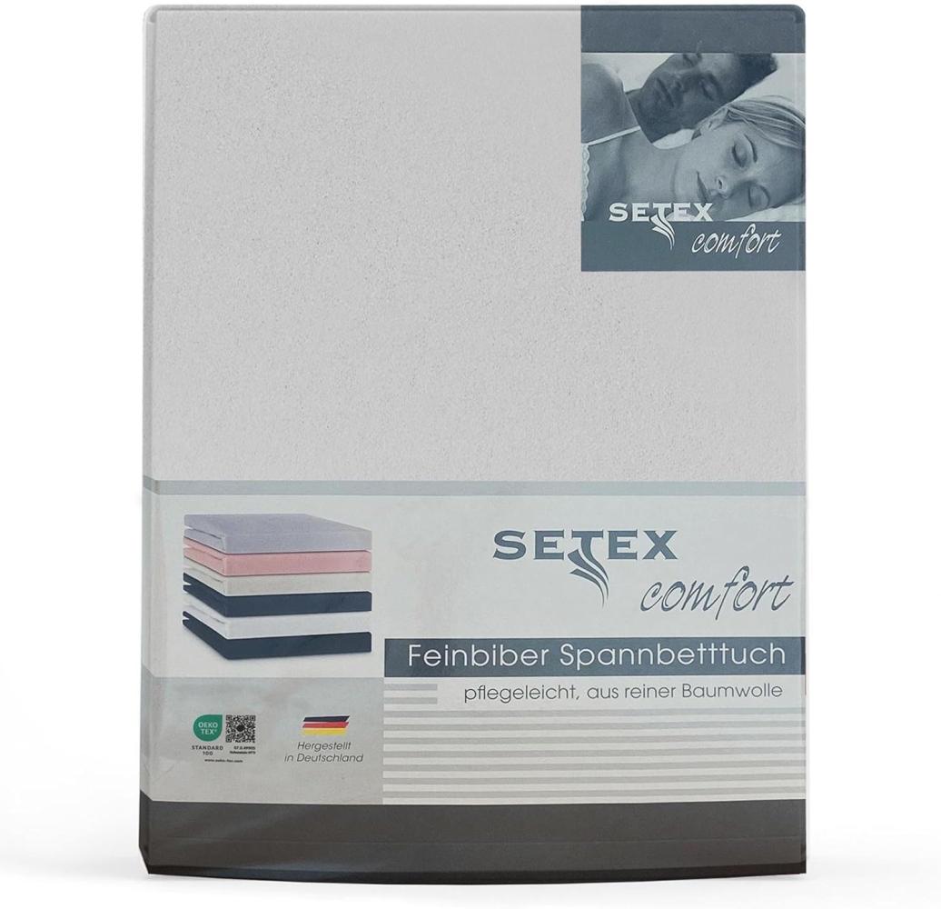 SETEX Feinbiber Spannbettlaken, 200 x 200 cm großes Spannbetttuch, 100 % Baumwolle, Bettlaken in Weiß Bild 1