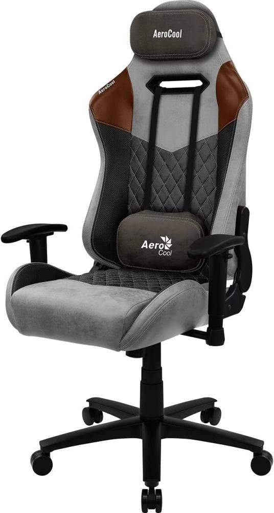 Aerocool DUKEGREY, Gaming Stuhl, AeroSuede Atmungsaktiv, verstellbare Rückenlehne, Grau Bild 1
