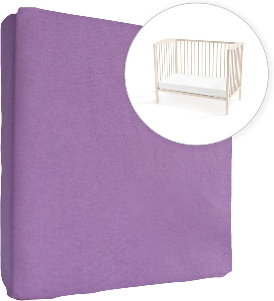 Jersey 100% Baumwolle Spannbettlaken für 160 x 70 cm Kleinkind Junior Bett Matratze (Violett) Bild 1