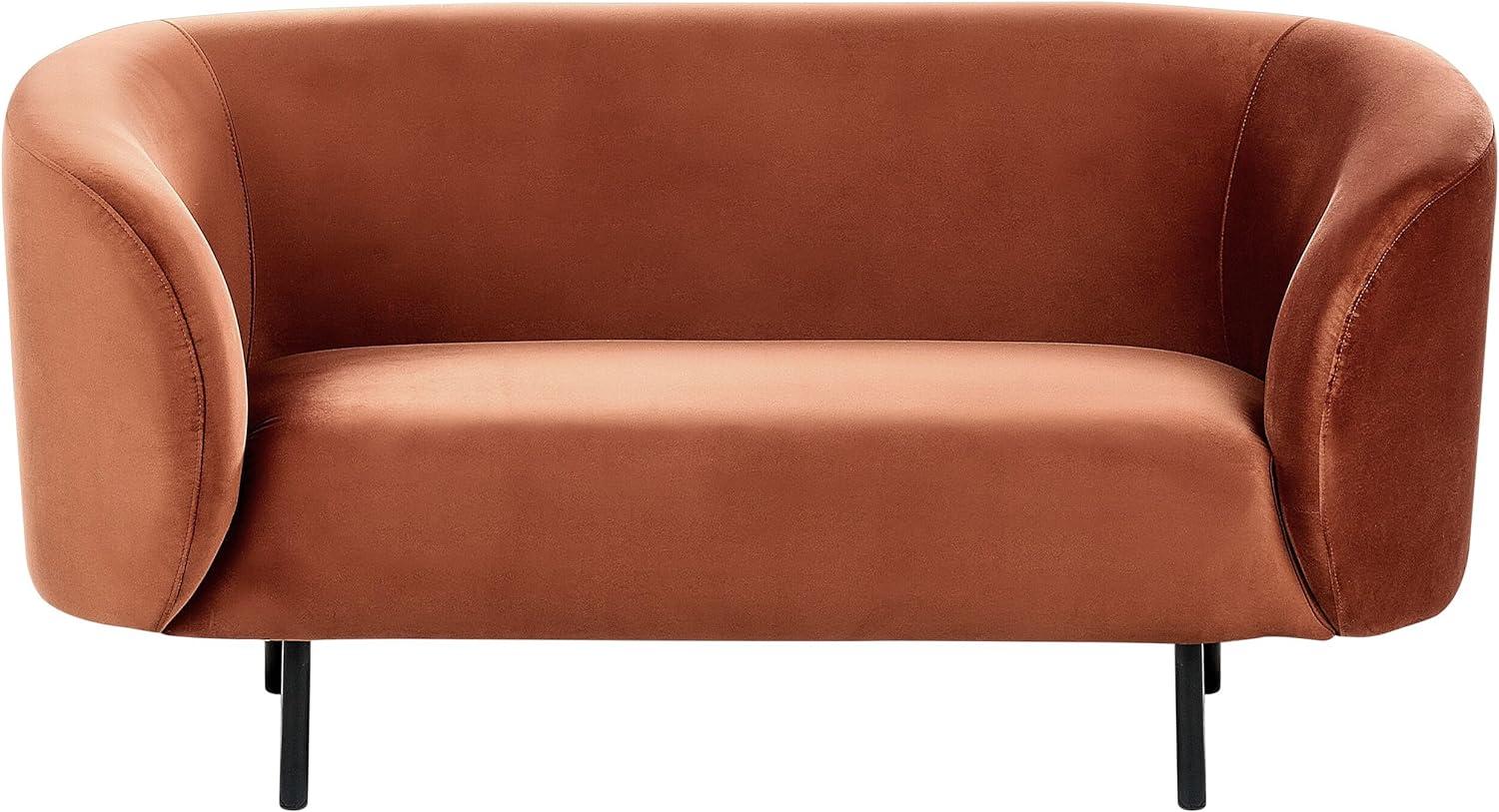 2-Sitzer Sofa Samtstoff orange schwarz LOEN Bild 1