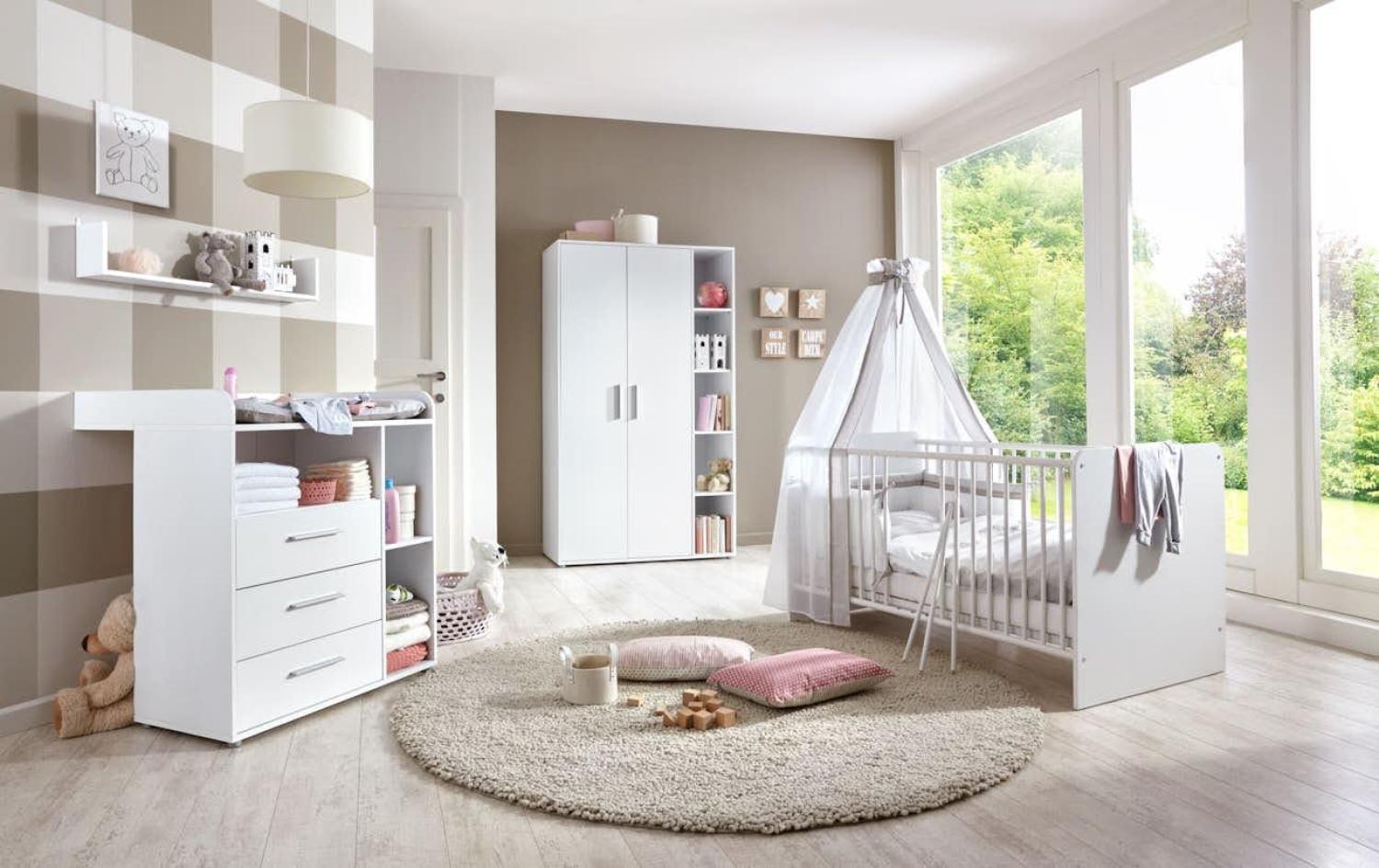 moebel-dich-auf Kinderzimmer Babyzimmer komplett Set in Weiß (Kim 1) Bild 1