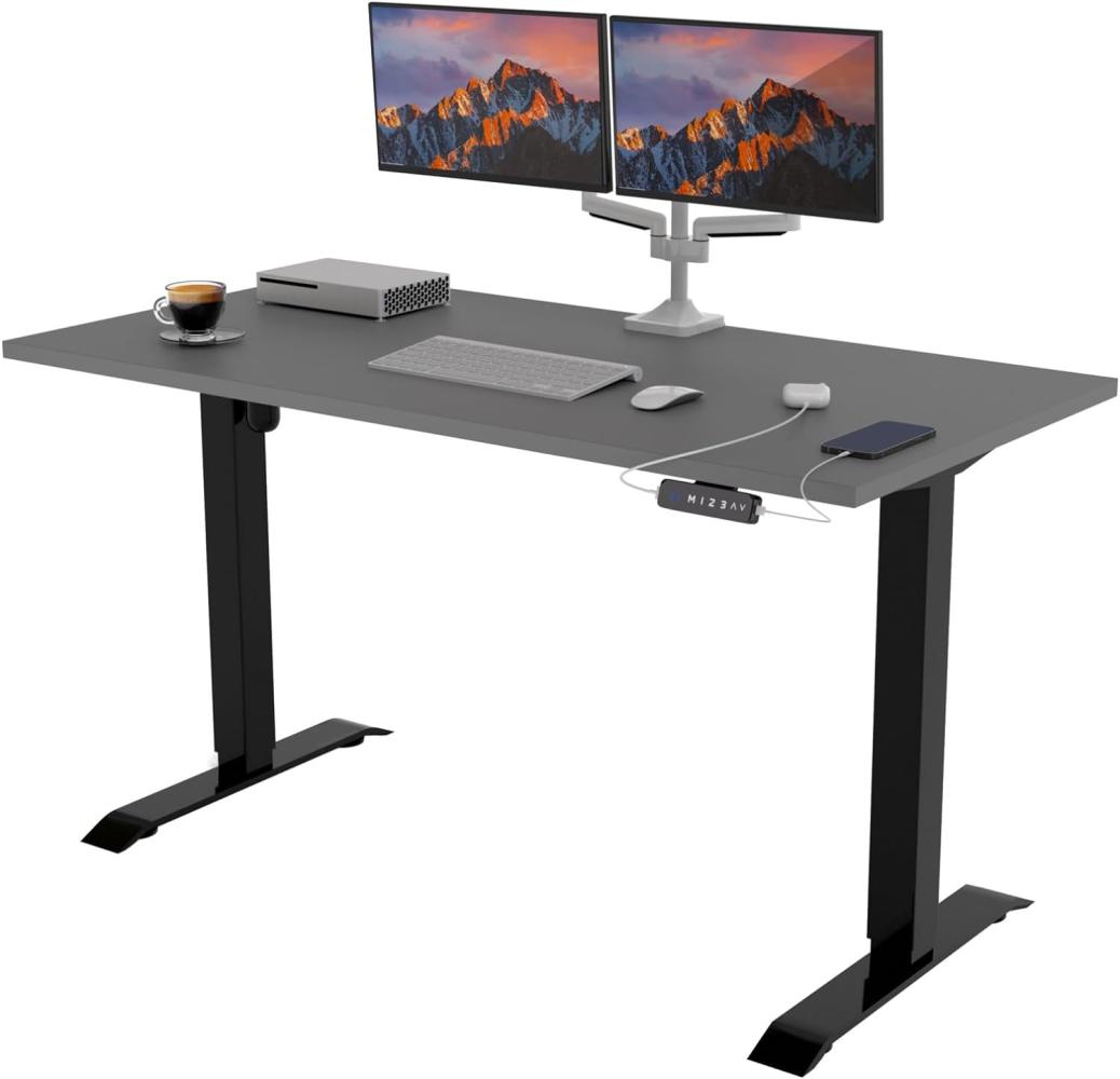 POKAR Höhenverstellbarer Schreibtisch Höhenverstellbar Elektrisch Bürotisch mit Tischplatte (Dunkelgrau, 160 x 80) Bild 1
