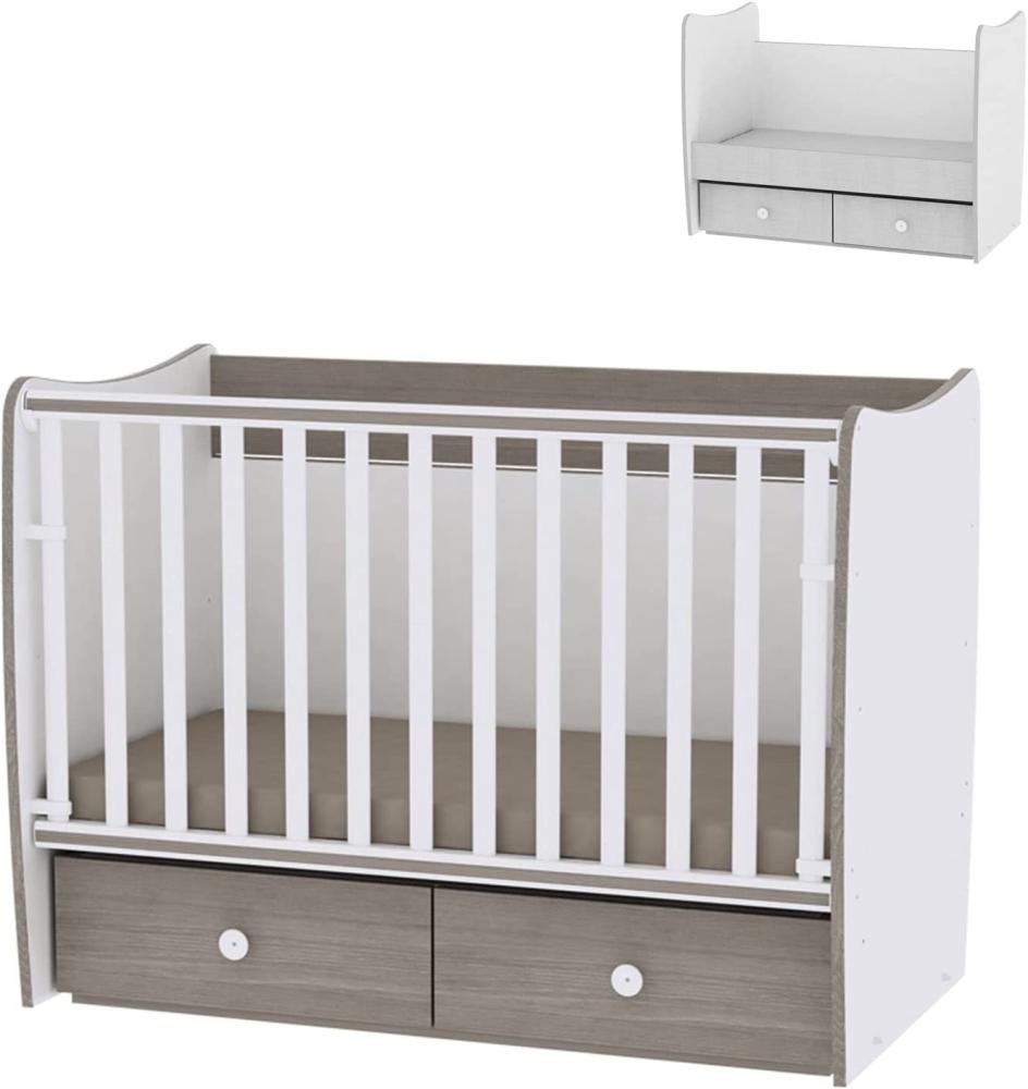 Lorelli 'MATRIX NEW' Babybett mit Schaukelfunktion, 2 Schubladen, 60 x 120 cm weiß/beige Bild 1