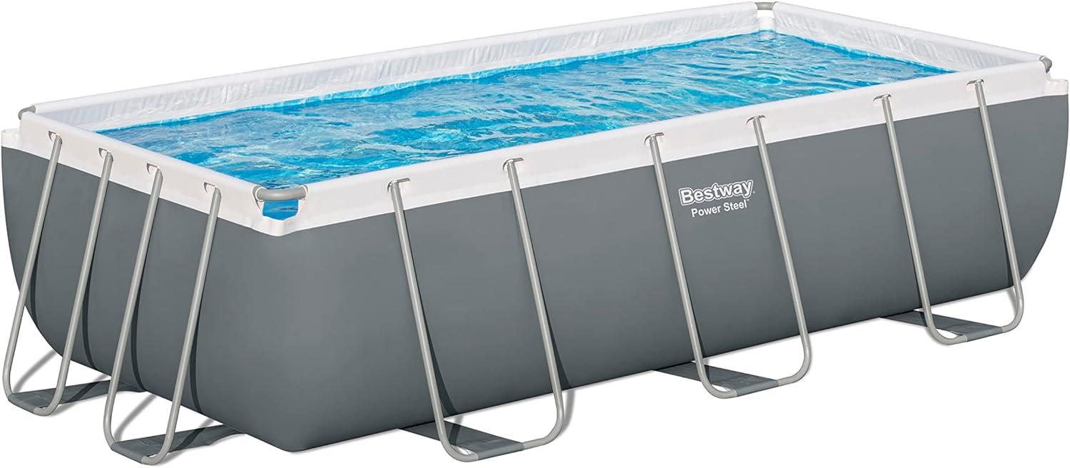 Power Steel™ Frame Pool Set mit Sandfilteranlage 404 x 201 x 100 cm, grau, eckig Bild 1