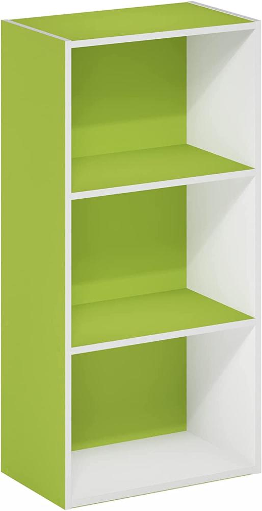 Furinno Luder Bücherregal mit 3 Ebenen, Holz, weiß/grün, 3-Tier Bild 1