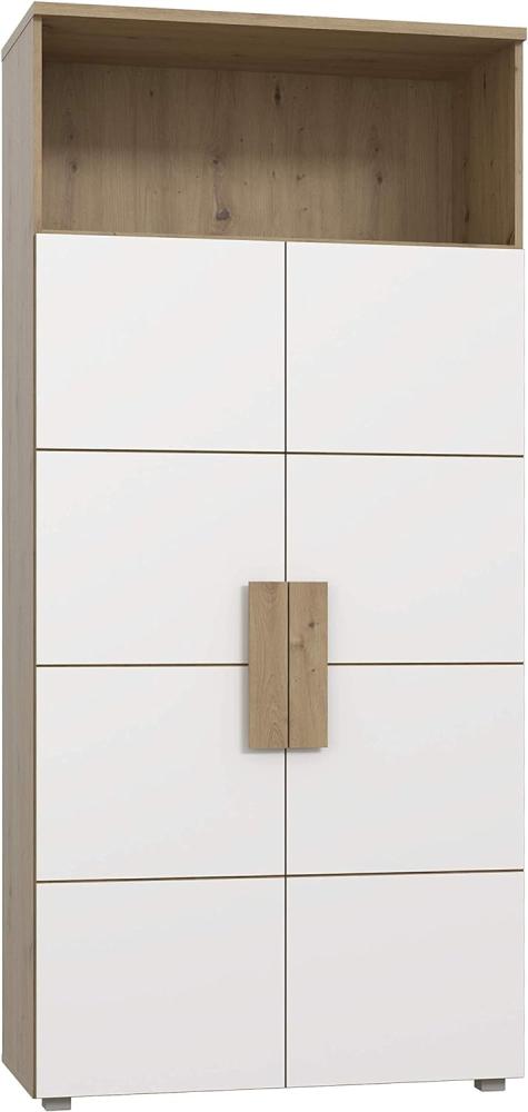 FORTE Arkina Regal mit 2 Türen, Holzwerkstoff, Artisan Eiche + Weiß, 90,1 x 197 x 41,3 cm Bild 1