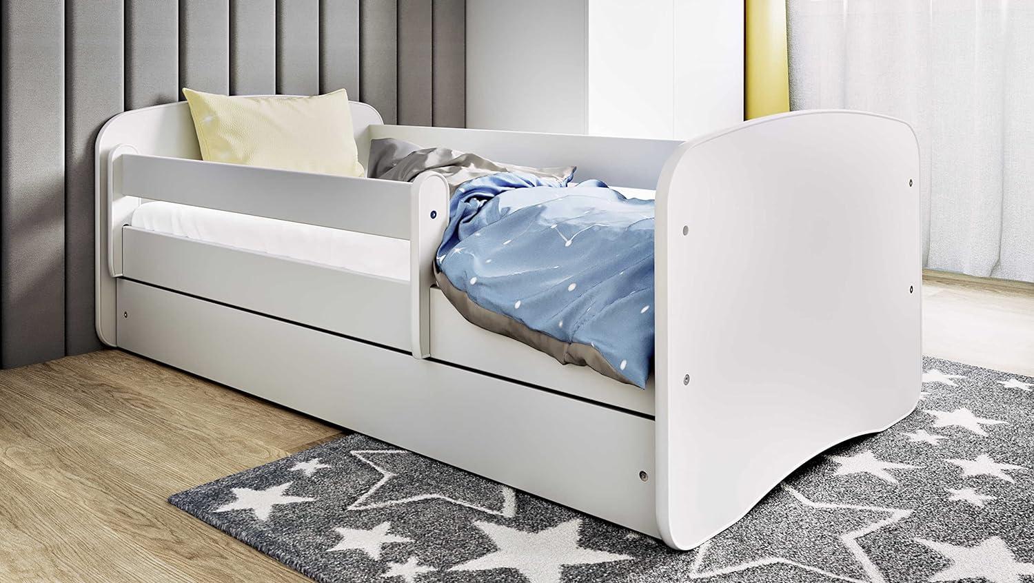 Kocot Kids Kinderbett 80 x 160 cm weiß mit Rausfallschutz, Schublade und Lattenrost Bild 1
