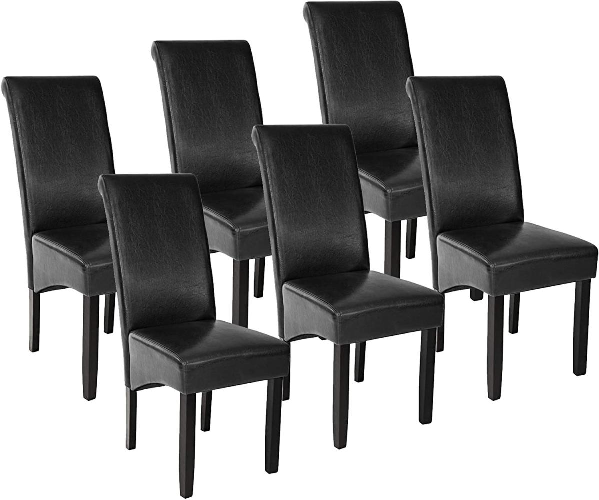 6 Esszimmerstühle, ergonomisch, massives Hartholz - schwarz Bild 1