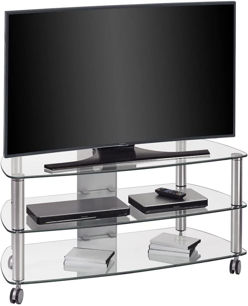 TV Rack,TV Möbel, Metall Alu - Klarglas 1100 x 506 x 508 mm Bild 1