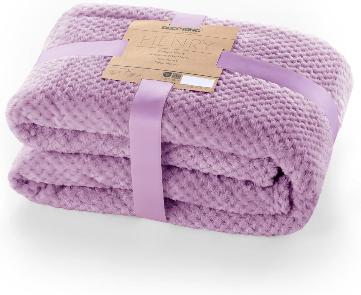 DecoKing Kuscheldecke 170x210 cm lila Decke Microfaser Wohndecke Tagesdecke Fleece weich sanft kuschelig skandinavischer Stil Henry Bild 1