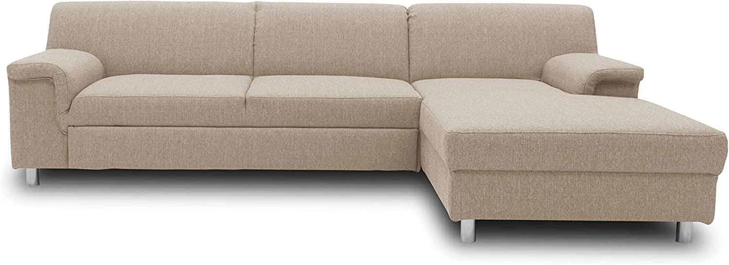 DOMO Collection Junin Ecksofa, Sofa in L-Form mit Schlaffunktion, Couch Polsterecke, Moderne Eckcouch, beige, 251 x 150 cm Bild 1